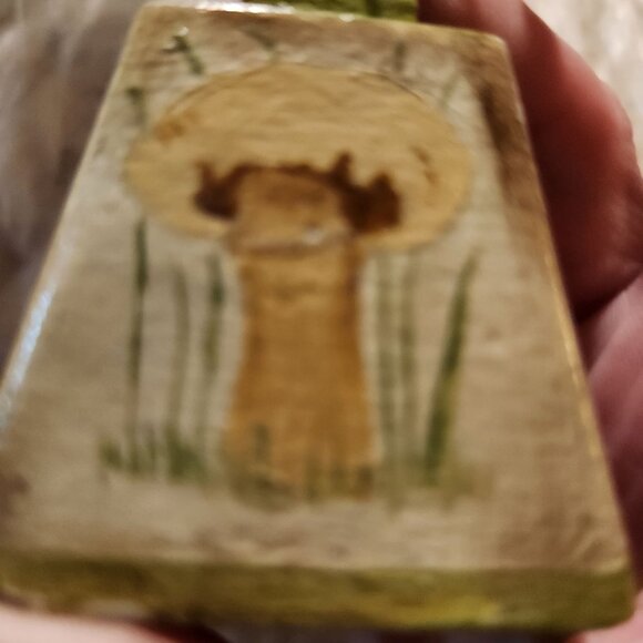 Vintage Hand-Painted Cast Iron Bell With Mushroom Design & Tassel - Picture 5 of 6